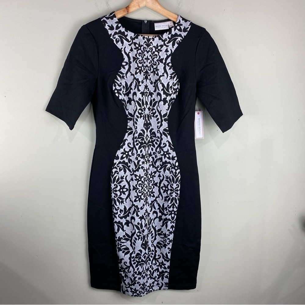 Bisou Bisou Michelle Bohbot Stretchy Bodycon Fitted Midi Slip Dress Size 8 (NWT)
